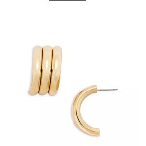 Aqua Triple Band Gold Earrings